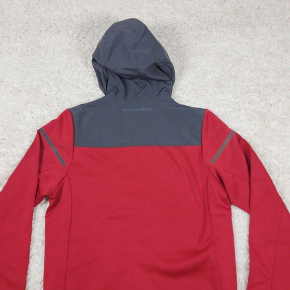 Peak Velocity Sport Jacket Mens S Red Hooded Logo Long Sleeve Track Hiking - Picture 6 of 10